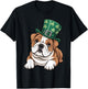 Funny English Bulldog Shamrock Women Men St Patricks Day T-Shirt - T-Shirt | Black