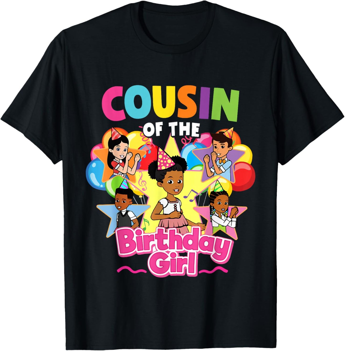 Cousin Birthday Girl Gracie Pink Doll Family Decorations T-Shirt - T-Shirt | Black
