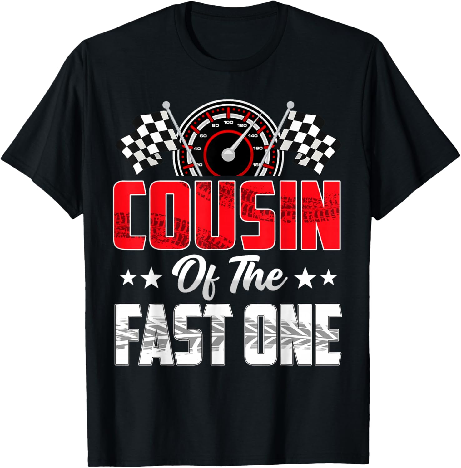 Cousin of The Fast One Birthday 1st Race Car Family T-Shirt - T-Shirt | Black