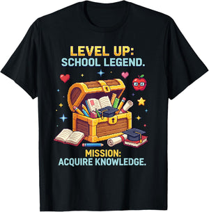Level Up School Legend Video Game Pixel Art Graduation T-Shirt - T-Shirt | Black