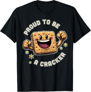 Retro Food Quote Proud to Be A Cracker Funny Cookie Meme T-Shirt - T-Shirt | Black