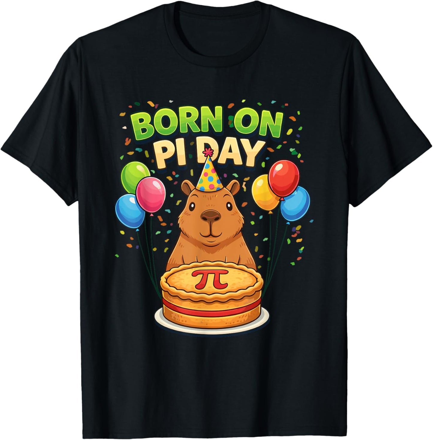 Born on Pi Day 3.14 Birthday Capybara T-Shirt - T-Shirt | Black