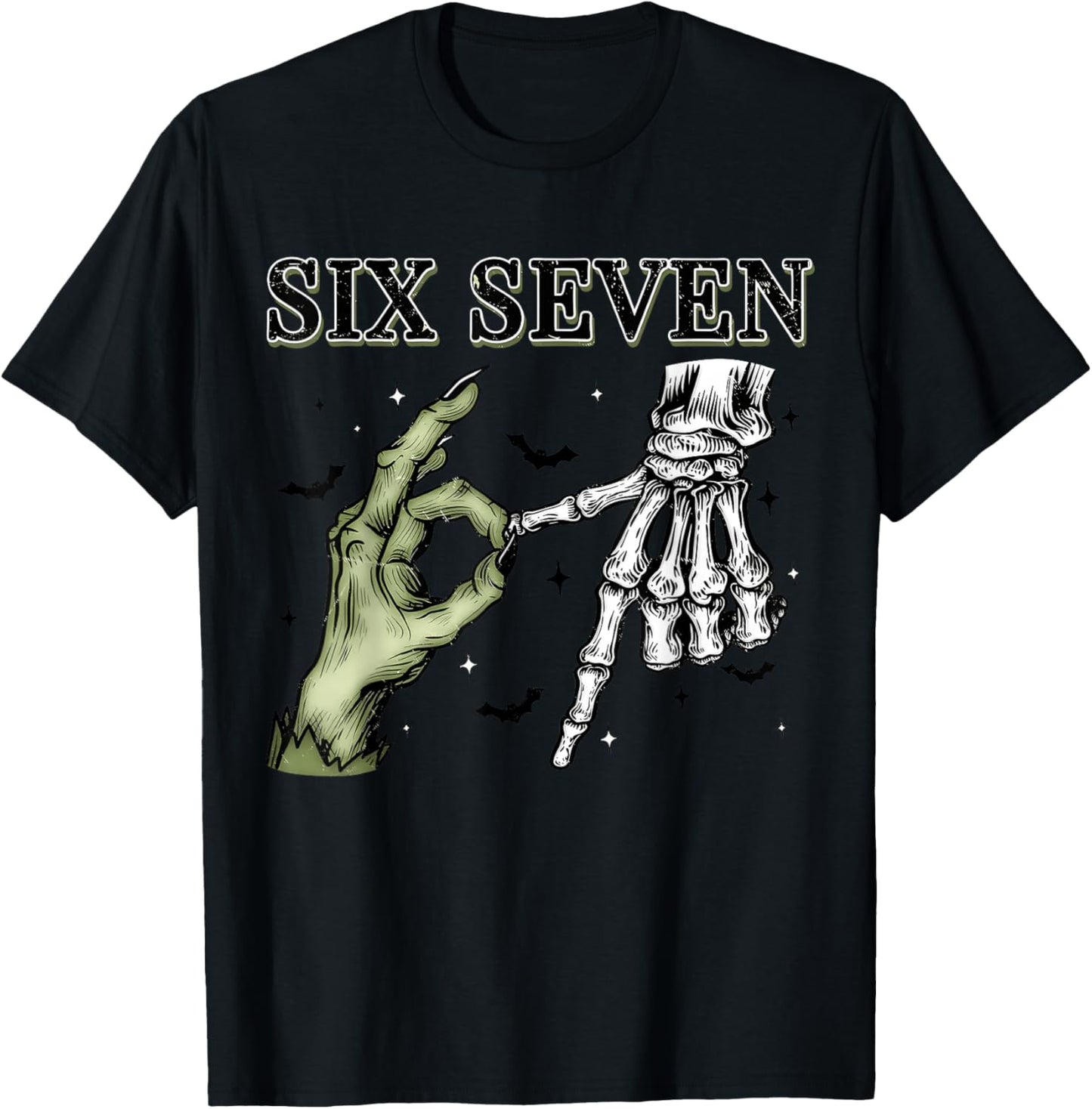 Six Seven 67 Matching Group Halloween Skeleton Frankenstein T-Shirt - T-Shirt | Black