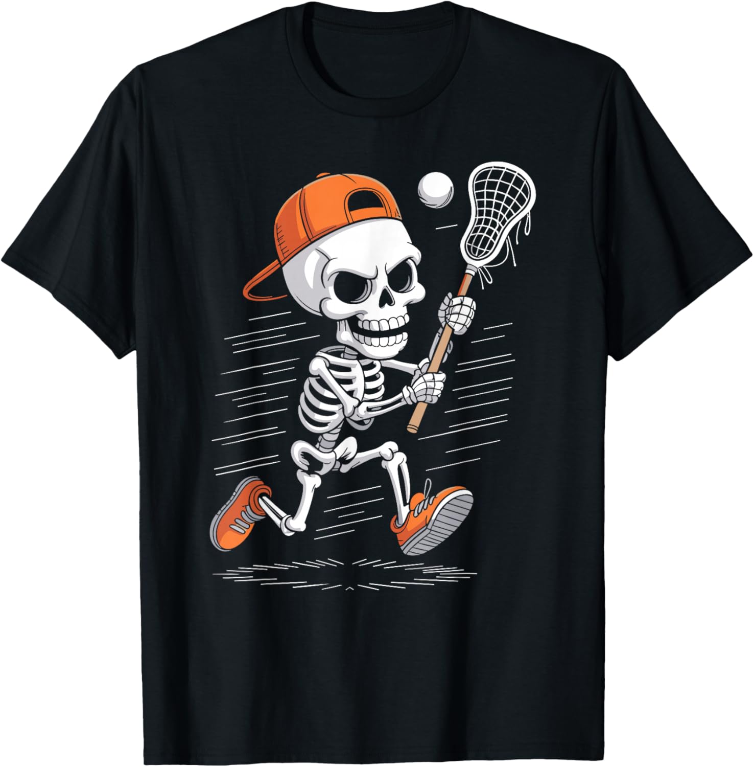 Skeleton Lacrosse Halloween Costume Funny Men Boys Kids T-Shirt - T-Shirt | Black