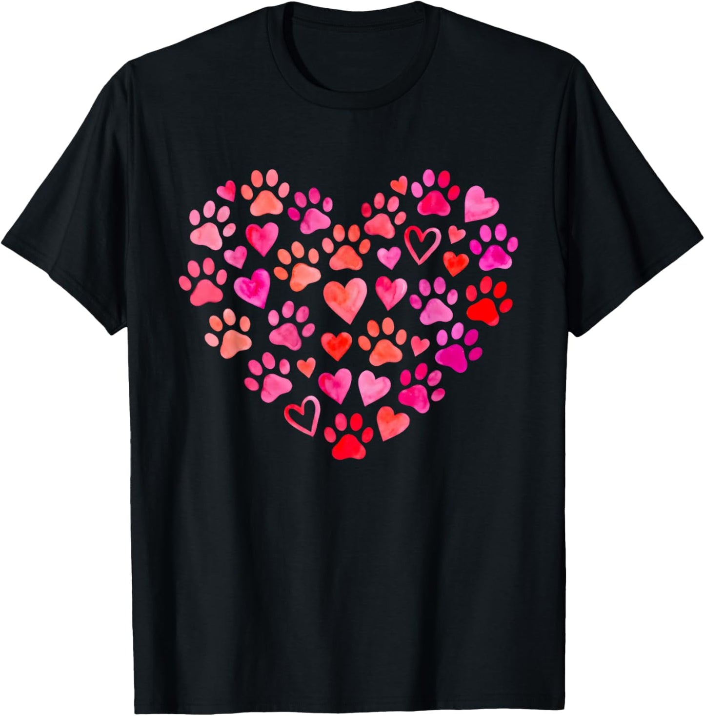 Cute Dog Lover Heart Paw Valentine Pet Owner T-Shirt - T-Shirt | Black
