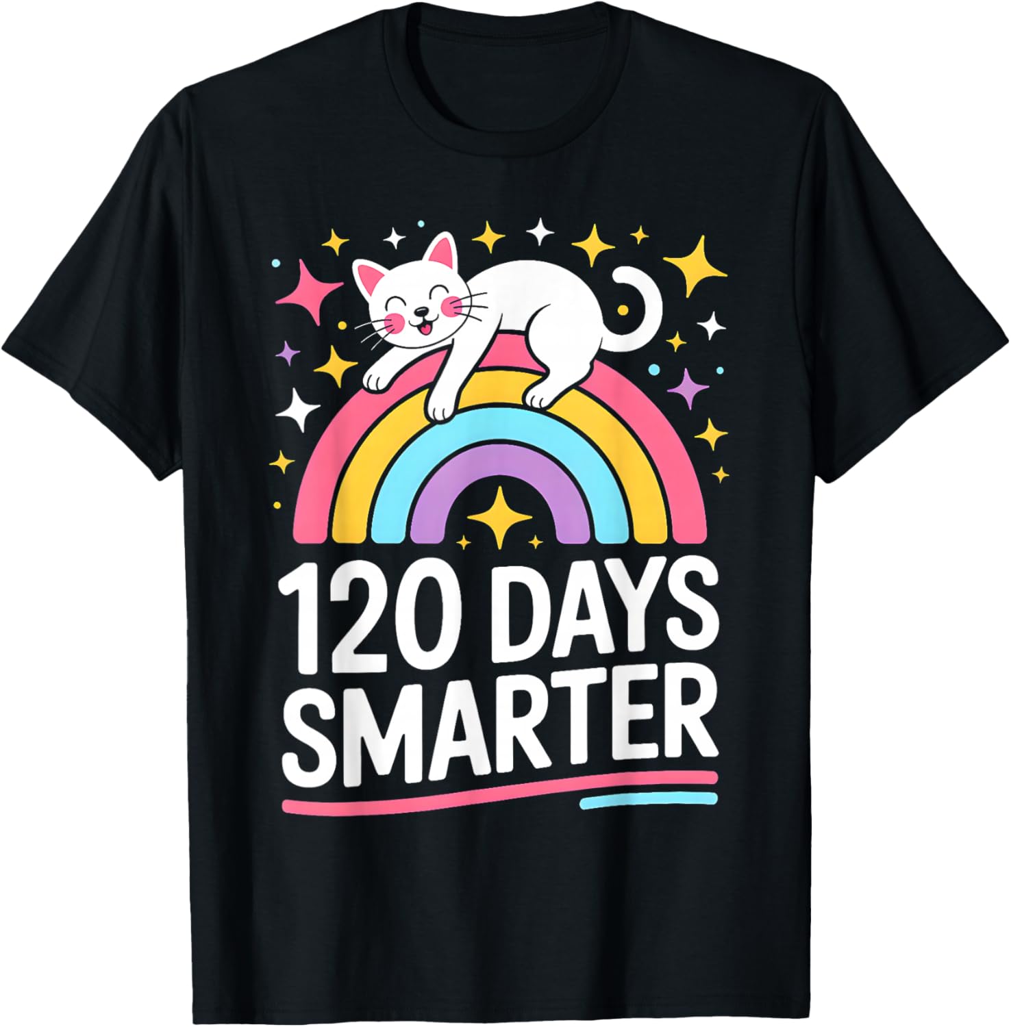 120 Days of School Kids Kitten Cat 120th Day of School Girls T-Shirt - T-Shirt | Black