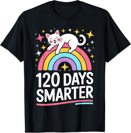 120 Days of School Kids Kitten Cat 120th Day of School Girls T-Shirt - T-Shirt | Black