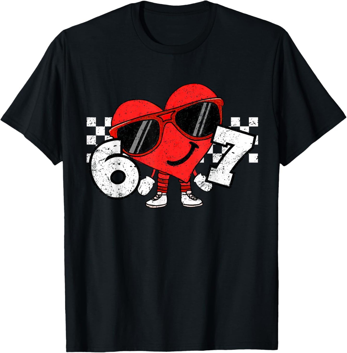 Funny Valentines Heart 67 Six Seven Boys Kids Teens T-Shirt - T-Shirt | Black