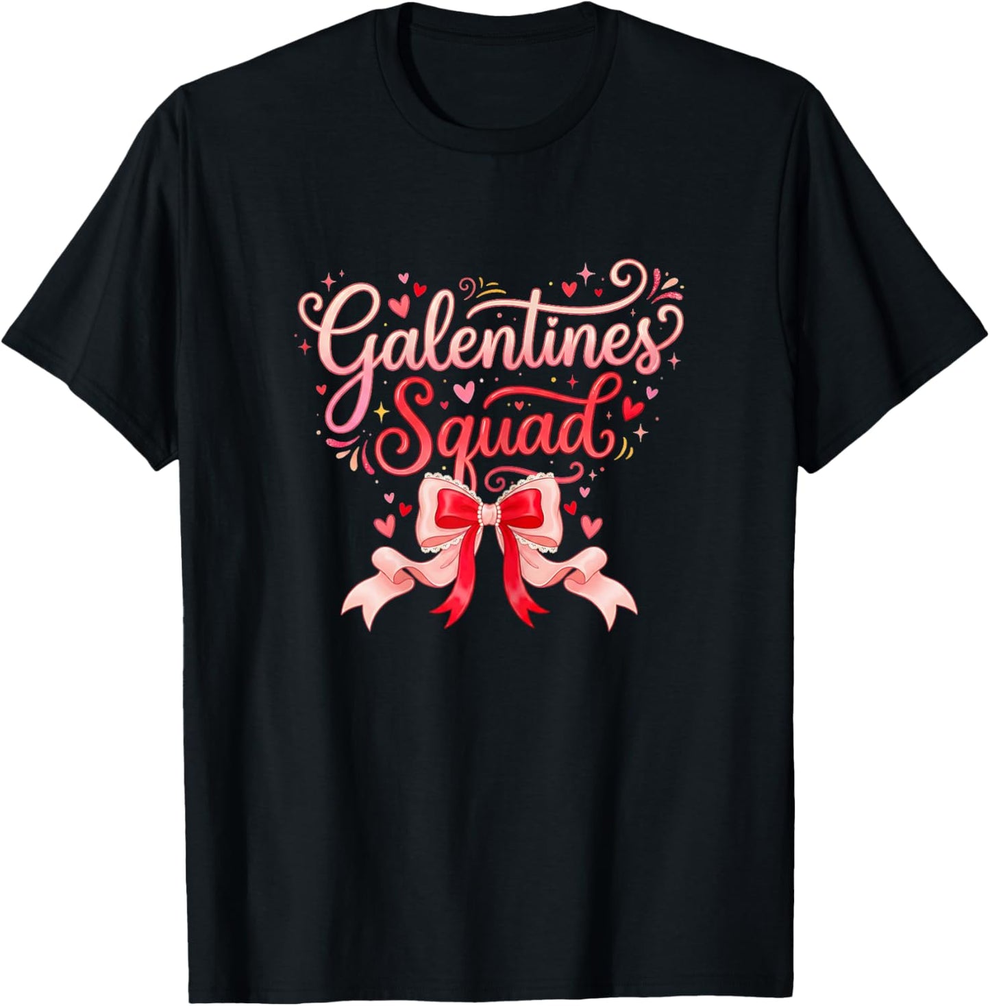 Galentines Squad Coquette Bow Women Girls Crew Party 2026 T-Shirt - T-Shirt | Black