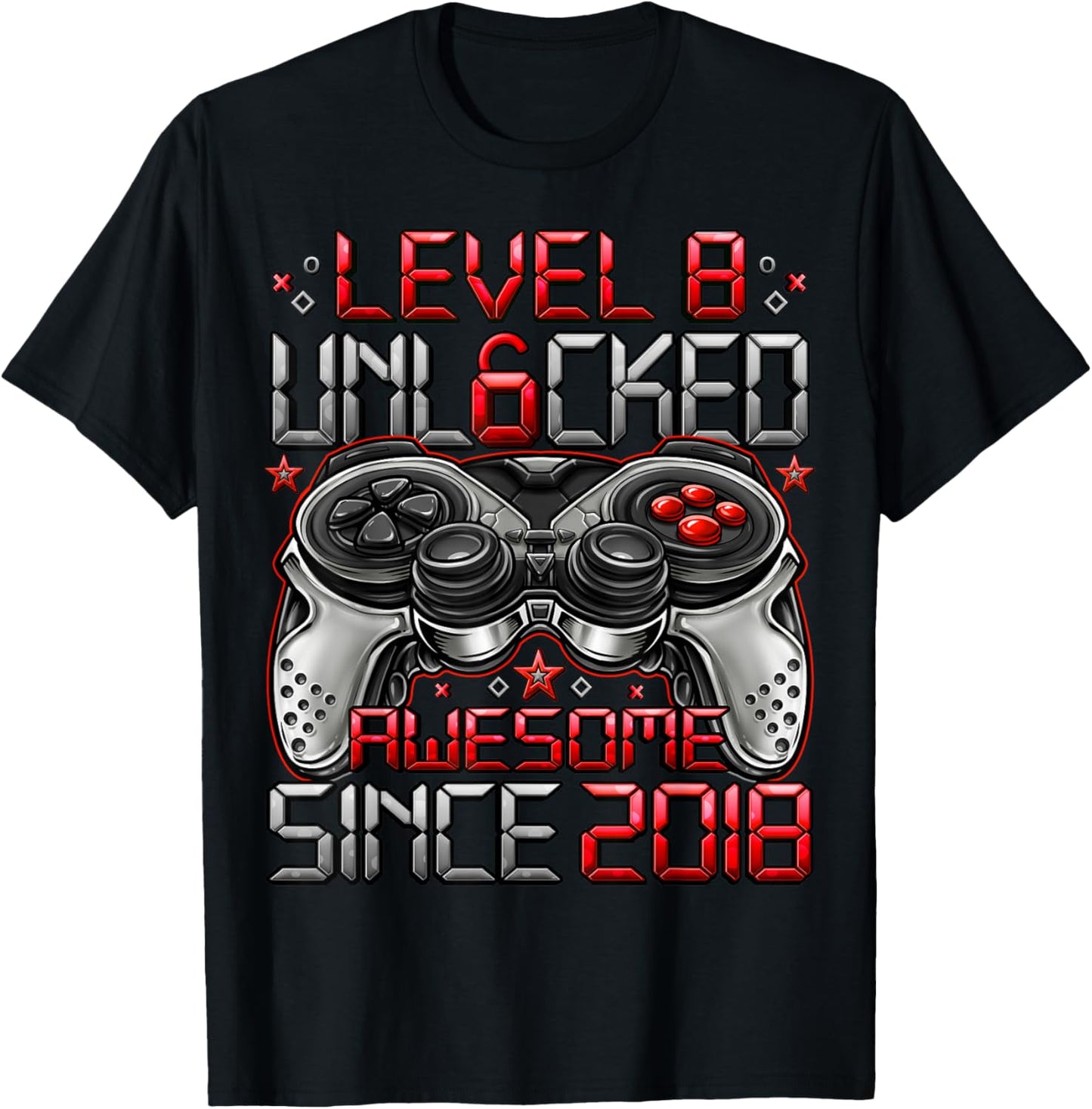 Level 8 Unlocked 8 Year Old Gifts Boys 8th Birthday Boy T-Shirt - T-Shirt | Black