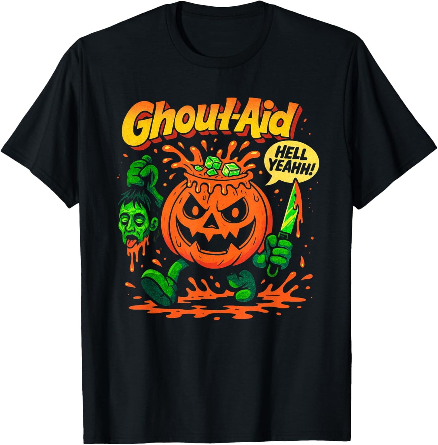 Ghoul-Aid Pumpkin Halloween – Funny Scary Parody T-Shirt - T-Shirt | Black