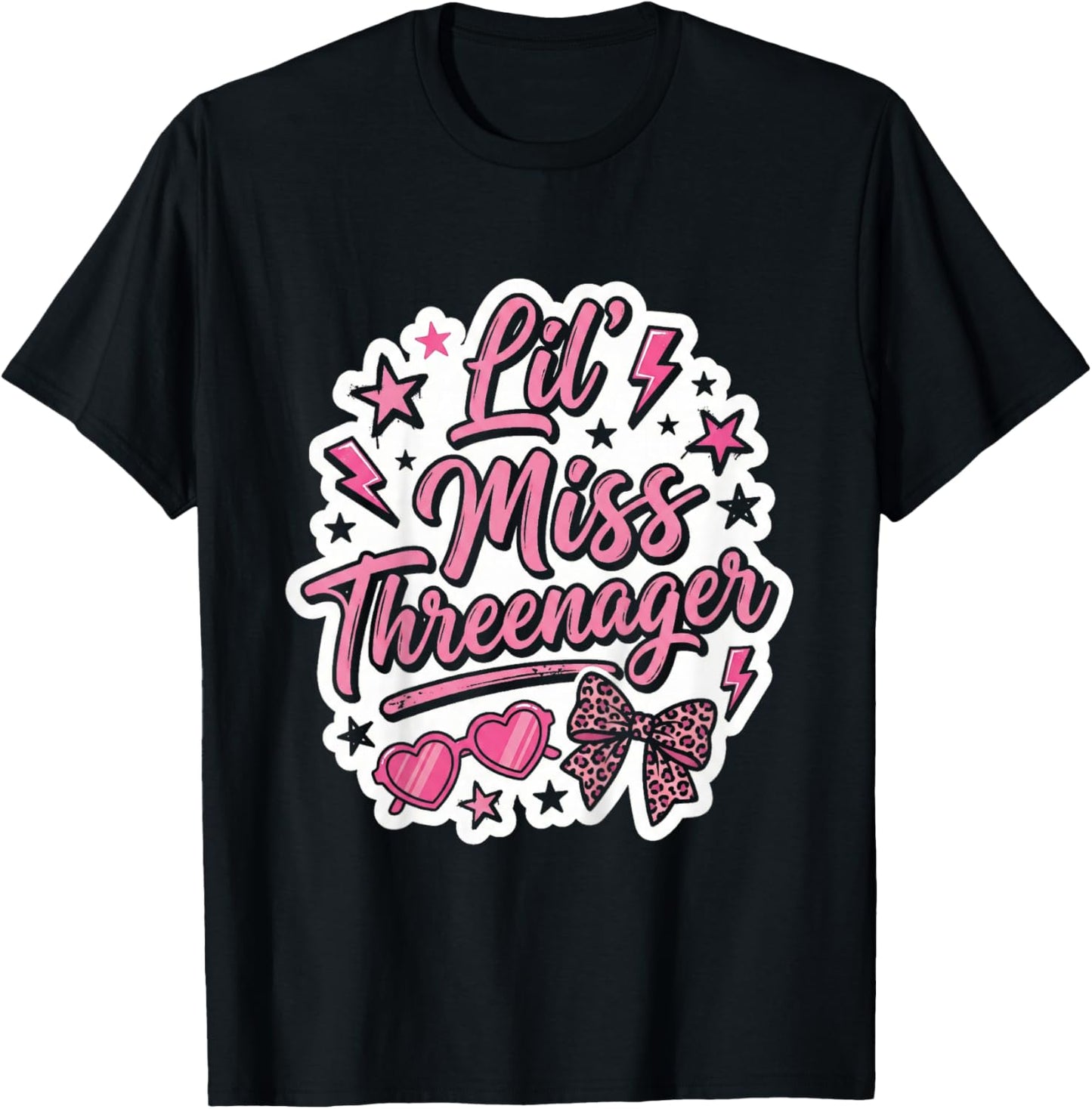 3rd Birthday Girl Sassy Toddler Lil Miss Threenager T-Shirt - T-Shirt | Black