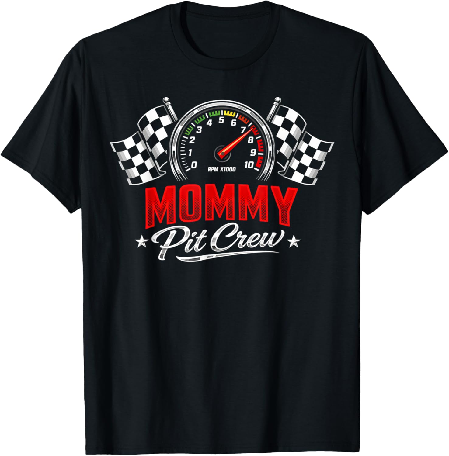 Race Car Racing Birthday Party Family Racing Mommy Pit Crew T-Shirt - T-Shirt | Black