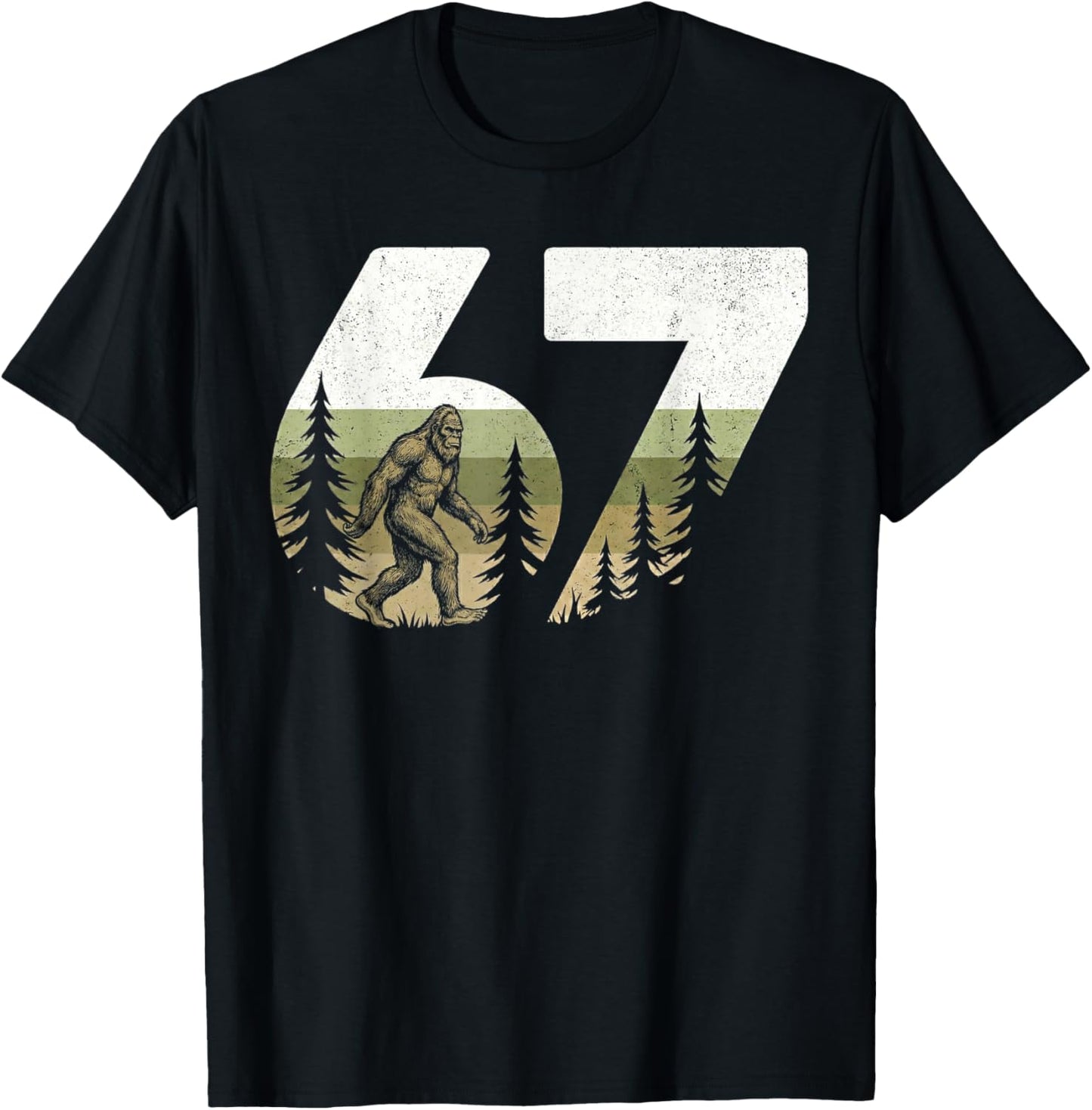 Vintage Bigfoot 67 Meme Nature 67 Forest Wildlife six Seven T-Shirt - T-Shirt | Black