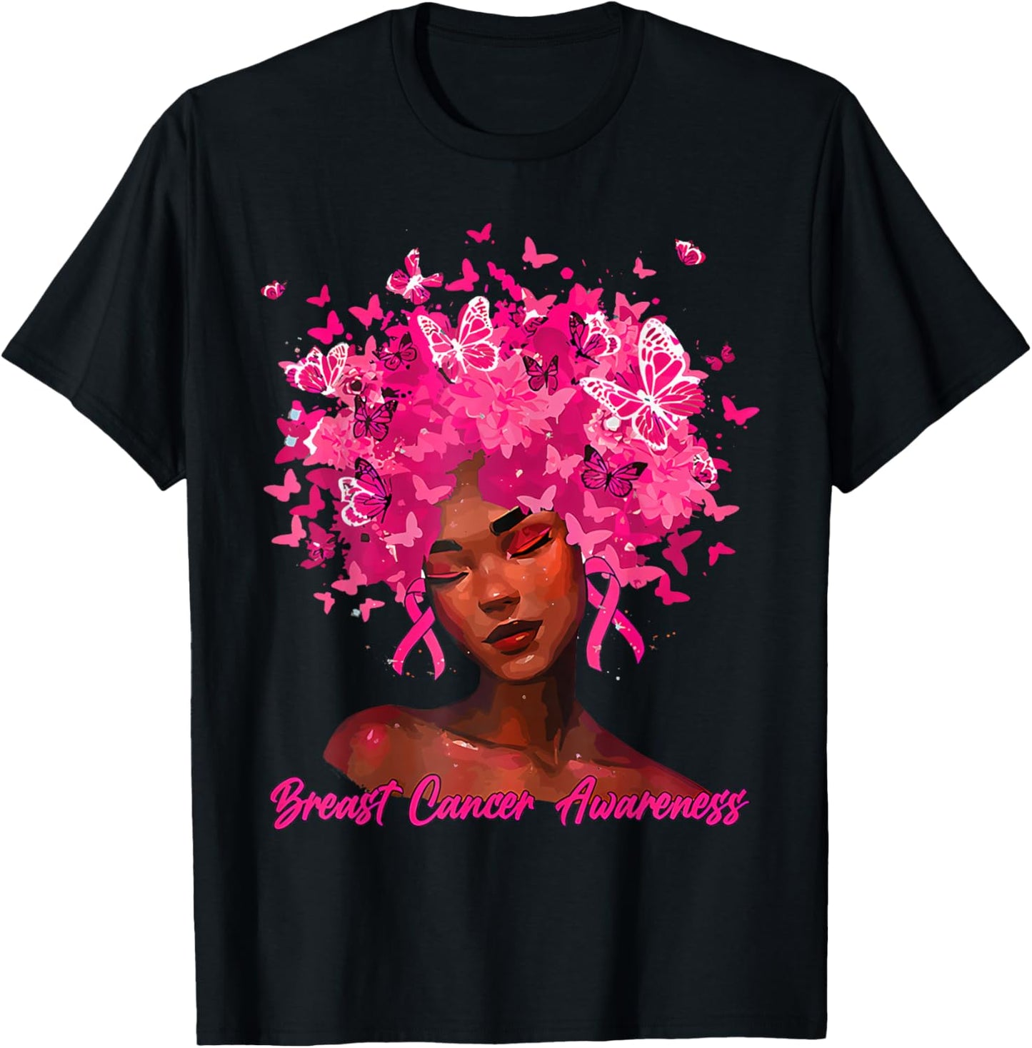 in October We Wear Pink Black Women Breast Cancer Awareness T-Shirt - T-Shirt | Black