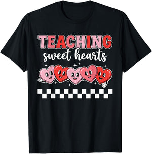 Teaching Sweet Hearts Cute Valentine Teacher T-Shirt - T-Shirt | Black