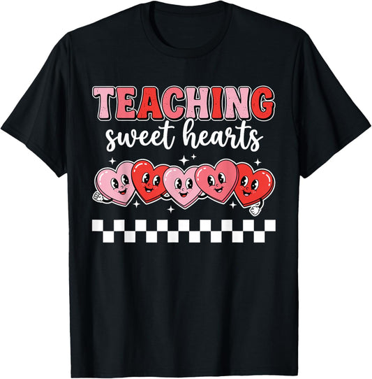 Teaching Sweet Hearts Cute Valentine Teacher T-Shirt - T-Shirt | Black