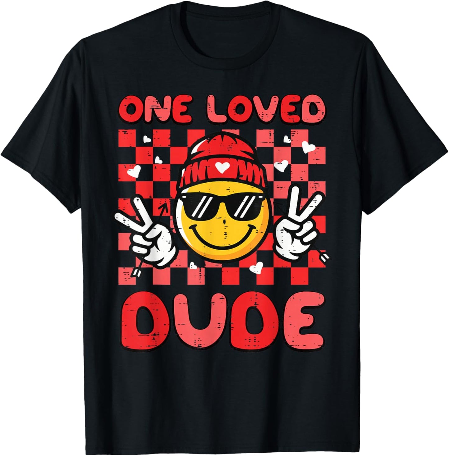 Valentines Day One Loved Dude Retro Boys Kids Men T-Shirt - T-Shirt | Black
