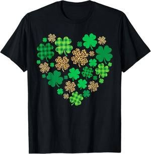 Shamrock Heart St Patricks Day Leopard T-Shirt - T-Shirt | Black