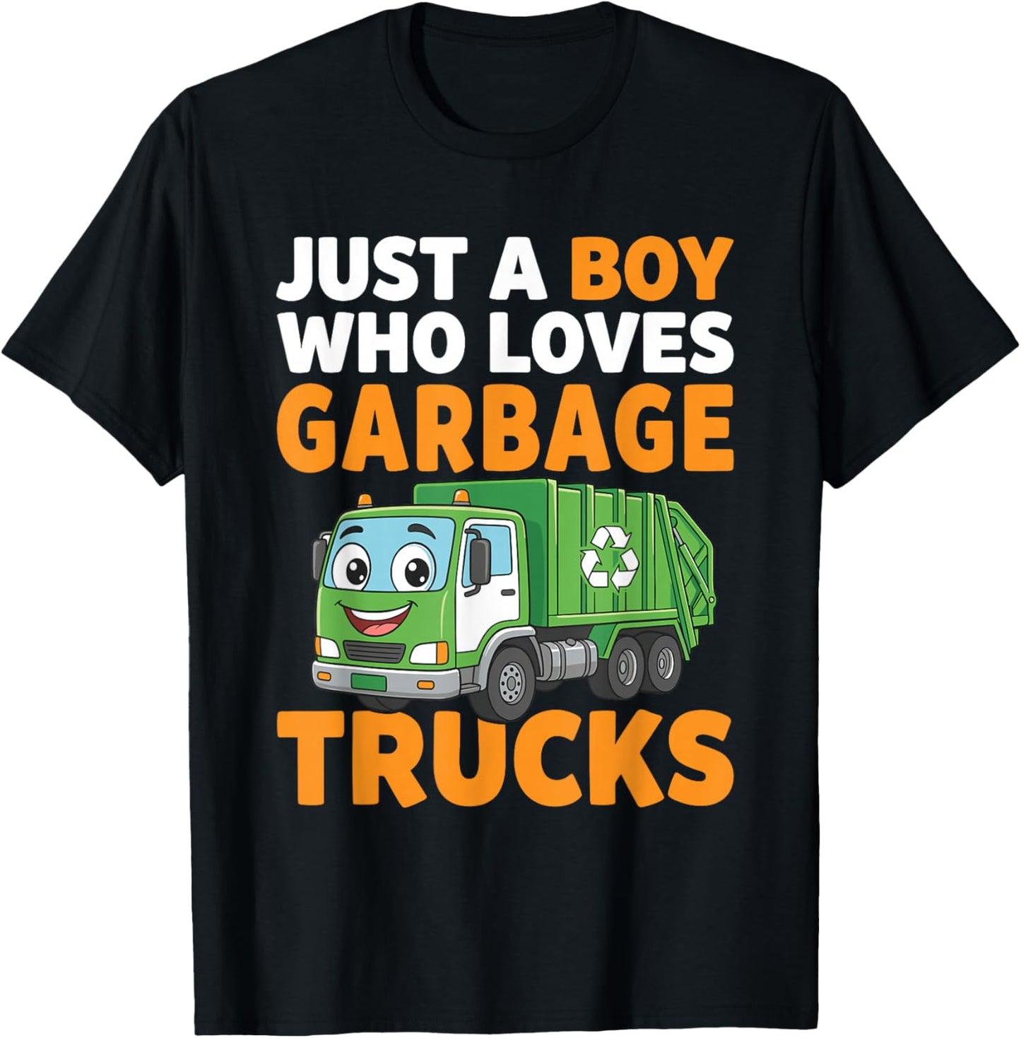 Just A Boy Who Loves Garbage Trucks Trash Truck T-Shirt - T-Shirt | Black