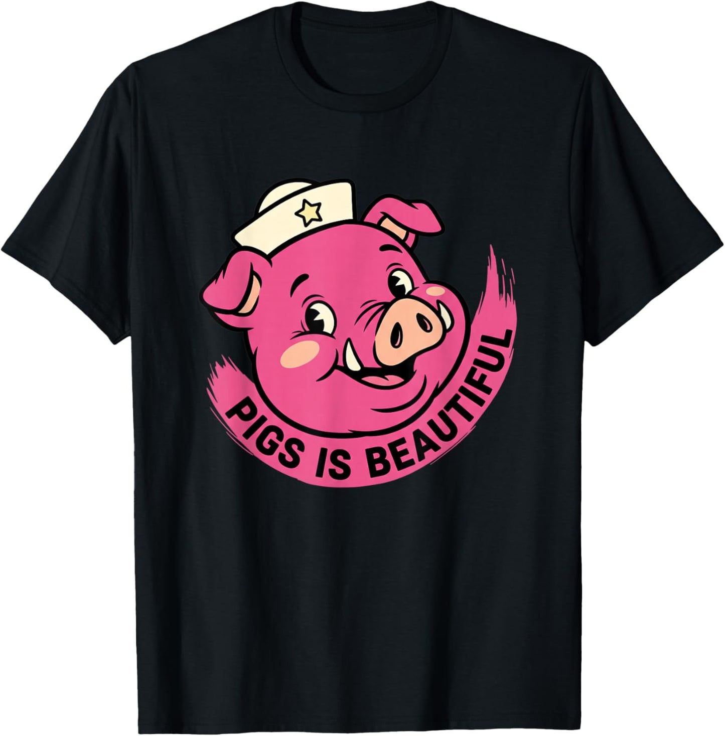 Pigs is Beautiful Pig Halloween Farm Animal Cute Retro T-Shirt - T-Shirt | Black