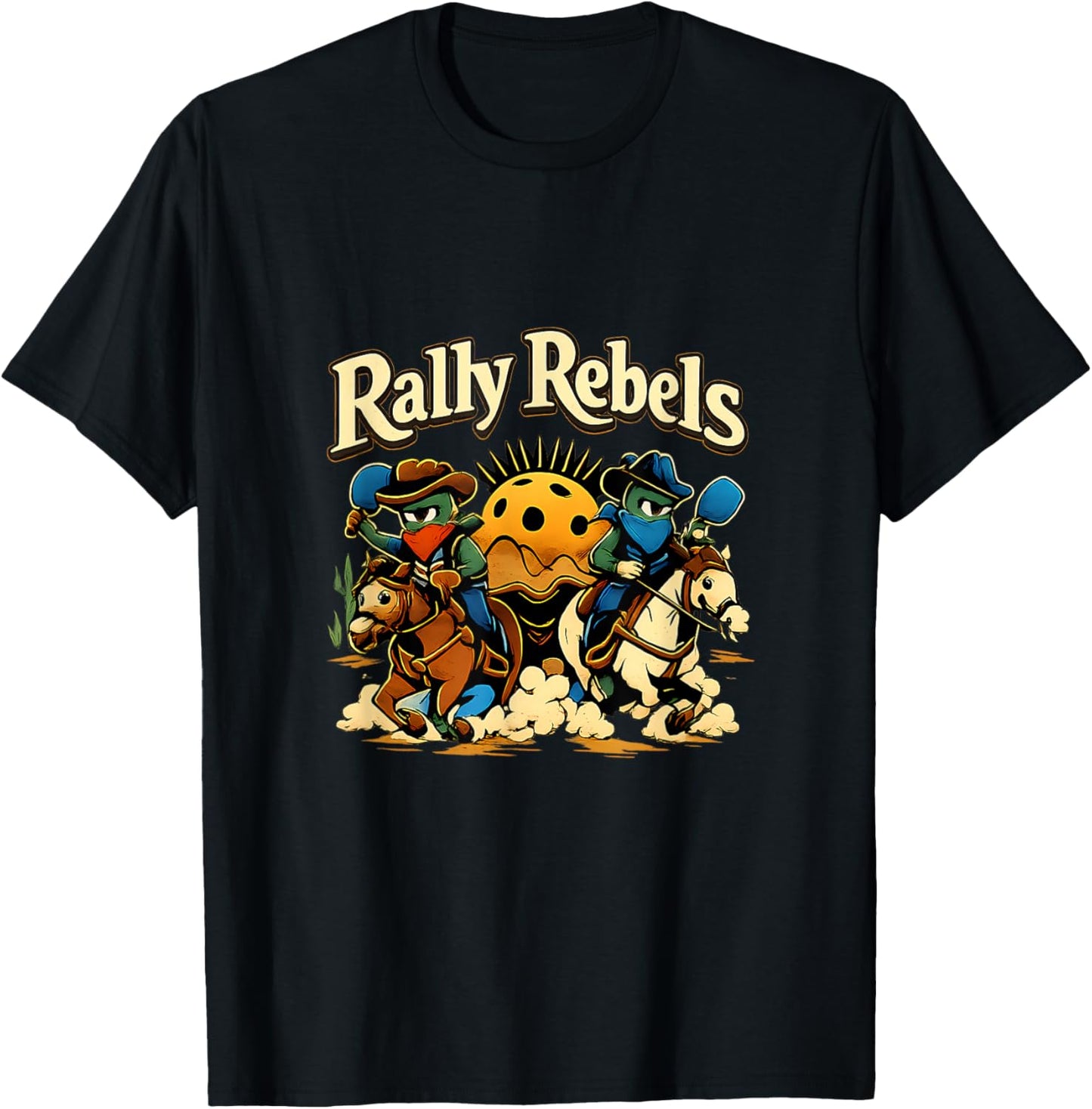 Rally Rebels Pickleball Retro Outlaw Pickles T-Shirt - T-Shirt | Black