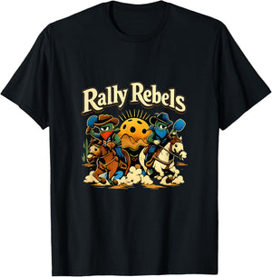 Rally Rebels Pickleball Retro Outlaw Pickles T-Shirt - T-Shirt | Black