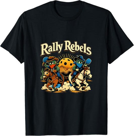 Rally Rebels Pickleball Retro Outlaw Pickles T-Shirt - T-Shirt | Black