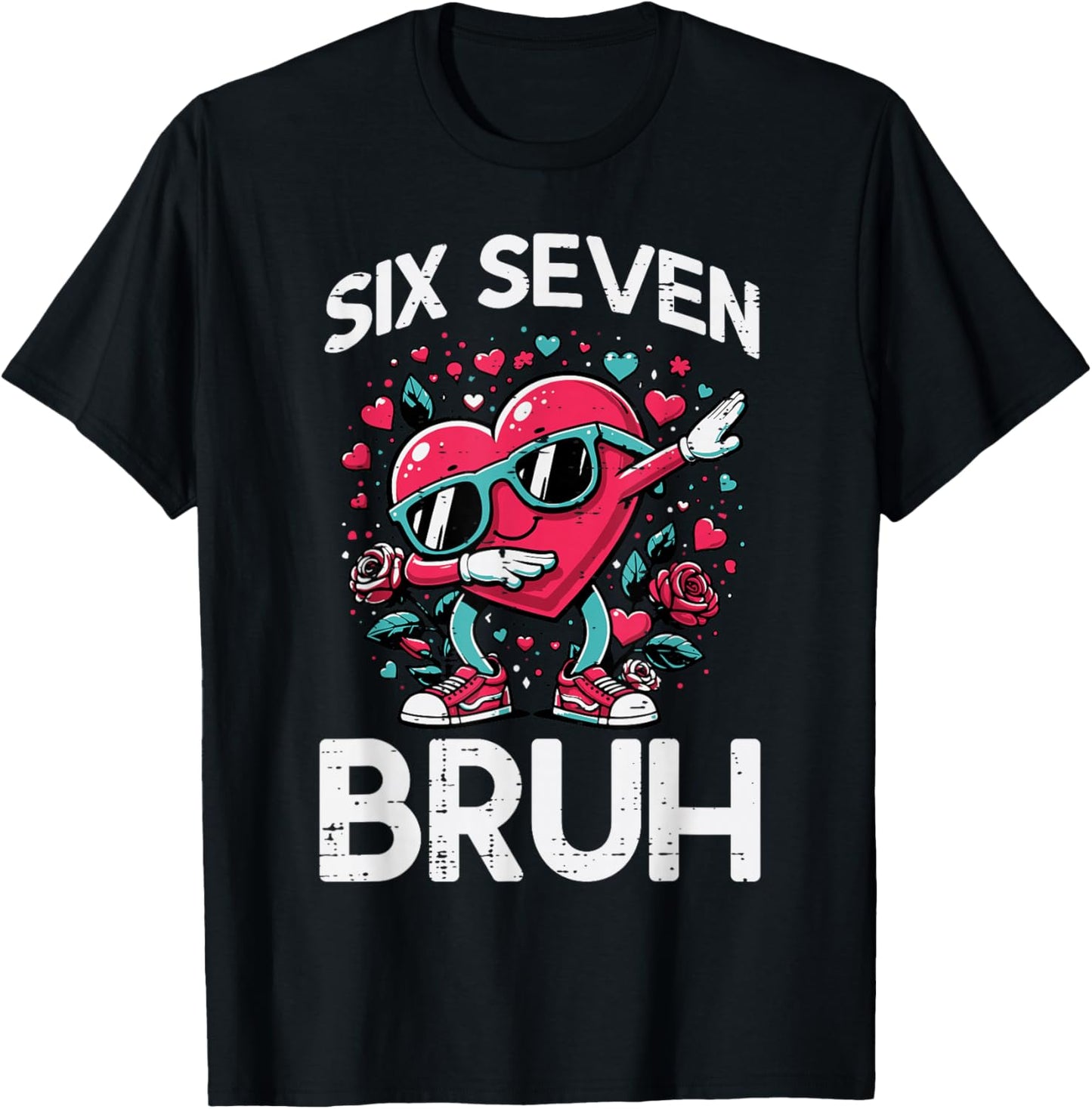 Dab Heart Six Seven Bruh 67 Valentine Meme 6 7 Kid Boy Youth T-Shirt - T-Shirt | Black