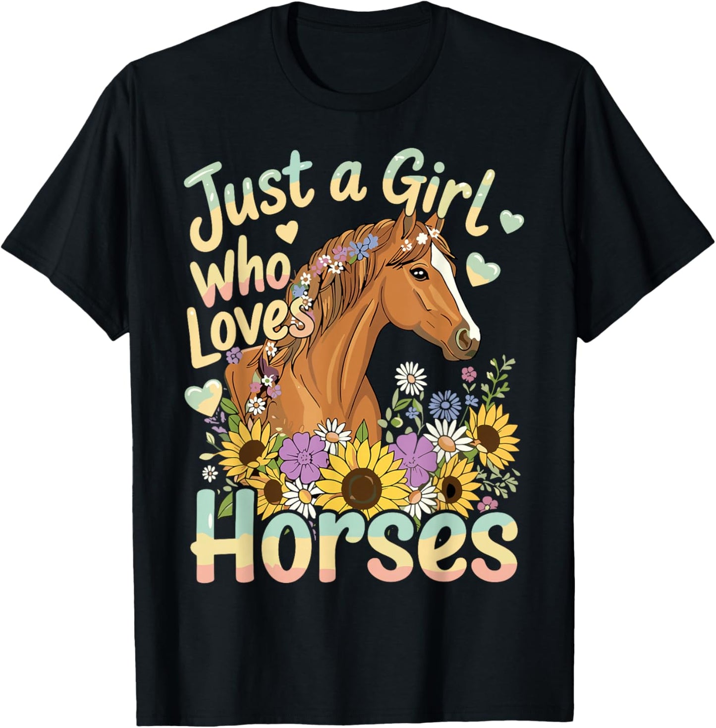 Just A Girl Who Loves Horses T-Shirt - T-Shirt | Black