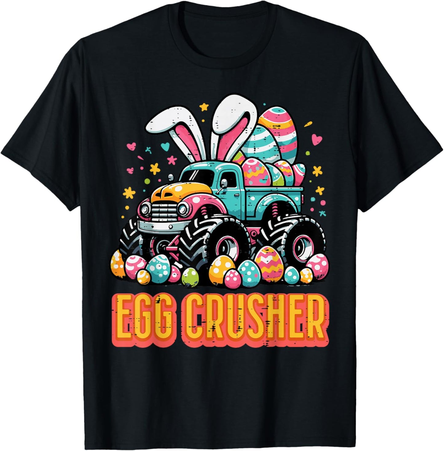 Easter Egg Crusher Monster Truck Bunny Ears Toddler Boy Kids T-Shirt - T-Shirt | Black