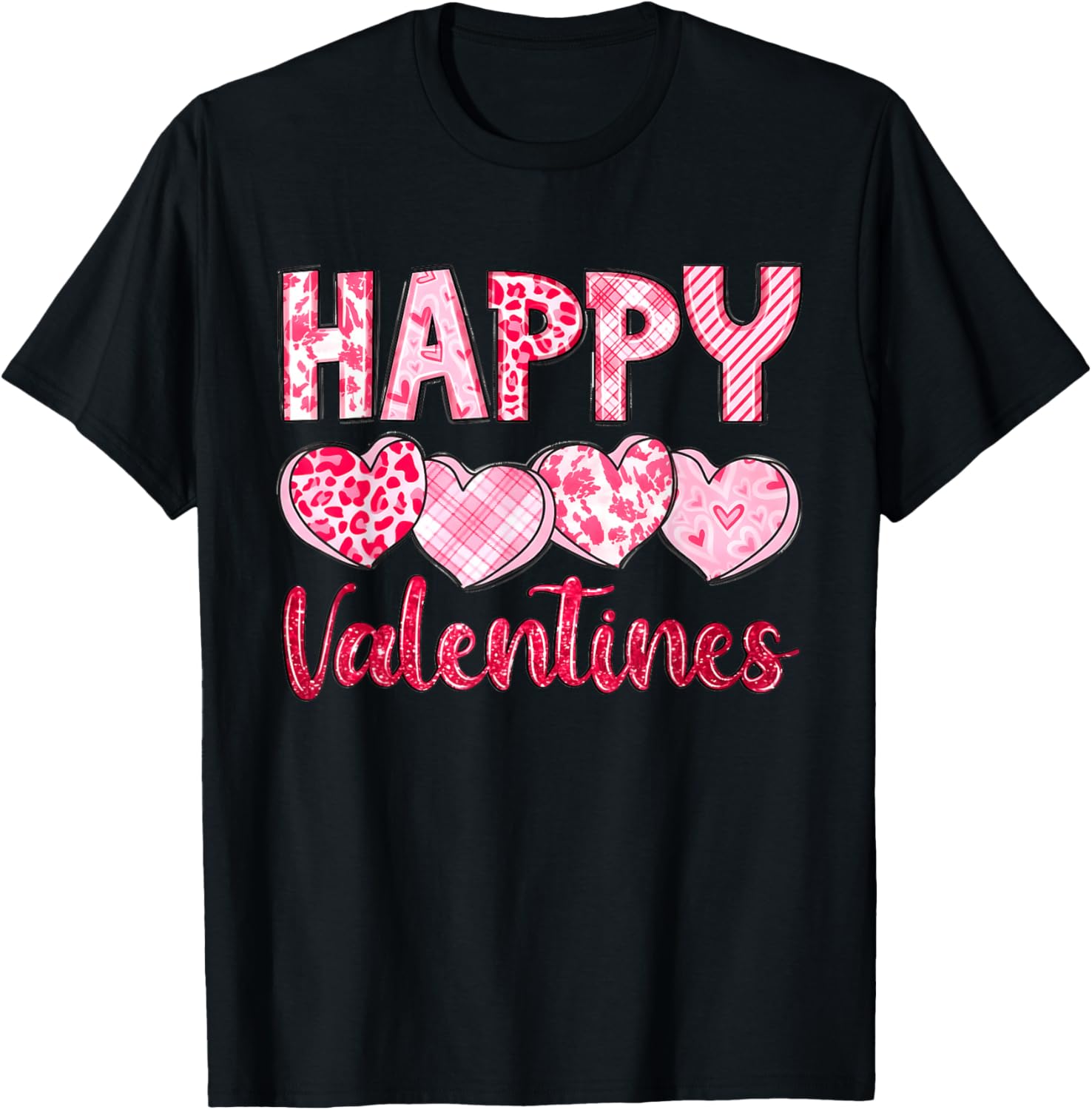 Happy Valentine Day Heart Love Women Couples T-Shirt - T-Shirt | Black