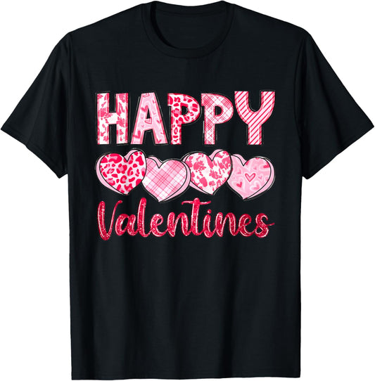 Happy Valentine Day Heart Love Women Couples T-Shirt - T-Shirt | Black