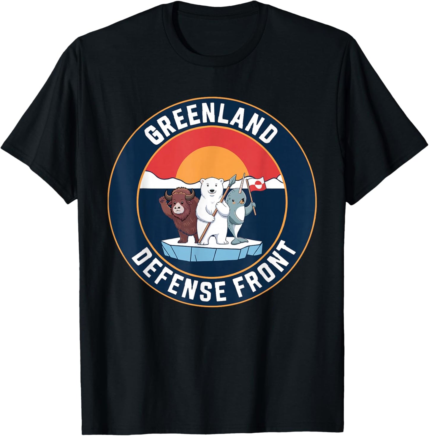 Greenland Guard Polar Bear Spear Arctic Emblem T-Shirt - T-Shirt | Black