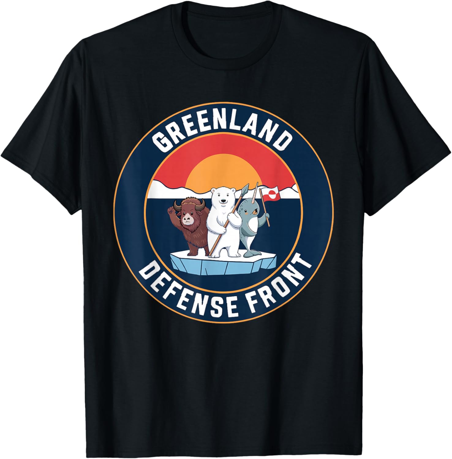 Greenland Guard Polar Bear Spear Arctic Emblem T-Shirt - T-Shirt | Black