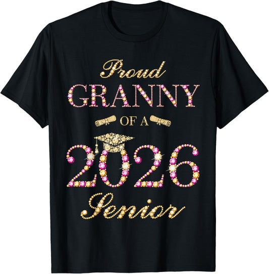 Proud Granny of A 2026 Senior Graduate Graduation T-Shirt - T-Shirt | Black