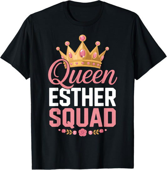 Queen Esther Squad Purim Costume Royal Crown Jewish Holiday T-Shirt - T-Shirt | Black