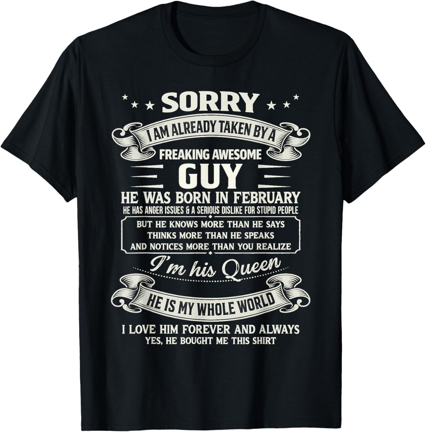 I Am Already Taken by Freaking Awesome Guy Born in February T-Shirt - T-Shirt | Black
