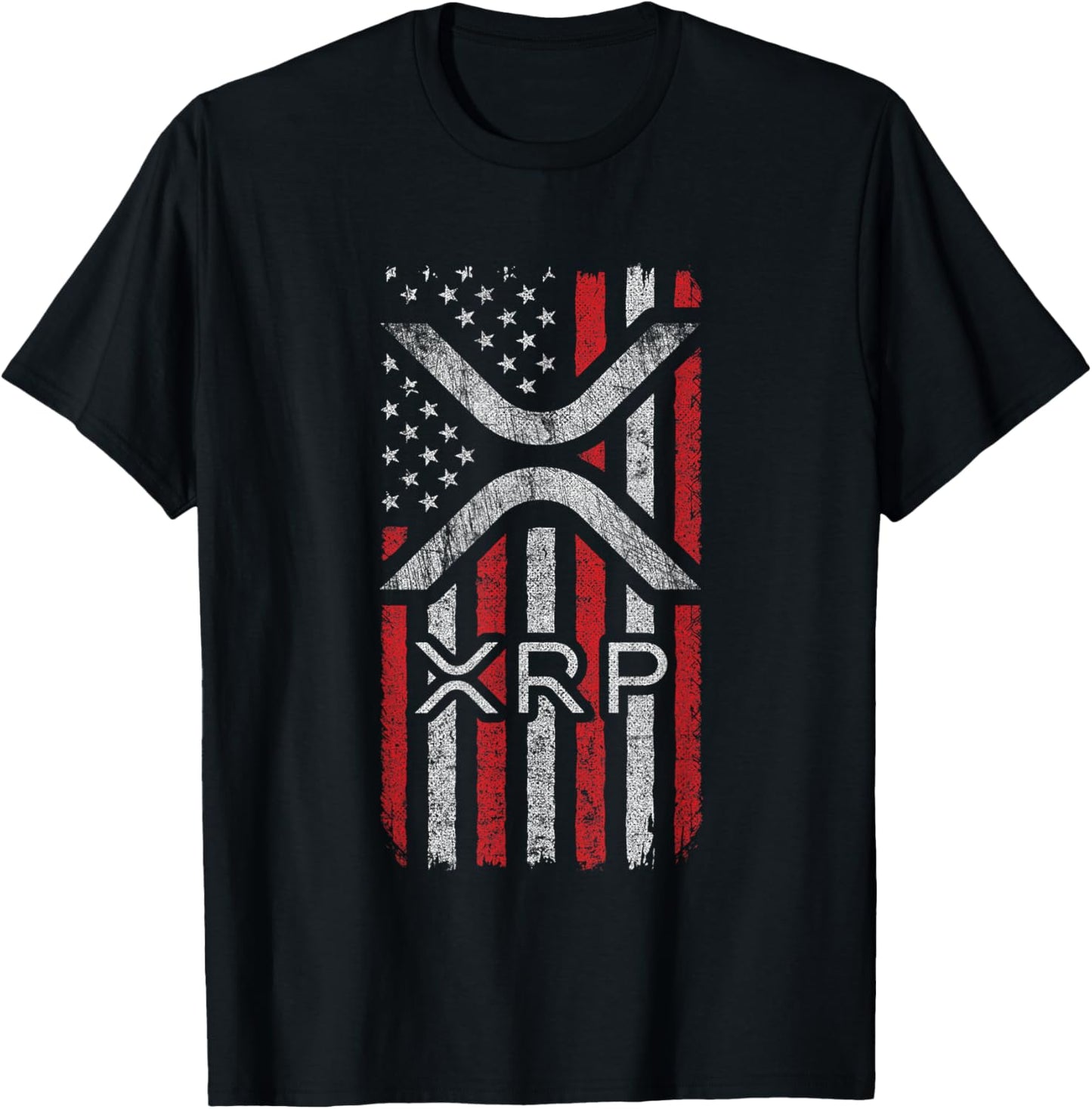 XRP - American Flag XRP Logo Graphic - XRP Crypto T-Shirt - T-Shirt | Black