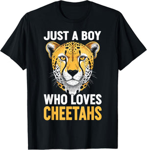 Just a Boy Who Loves Cheetahs T-Shirt - T-Shirt | Black