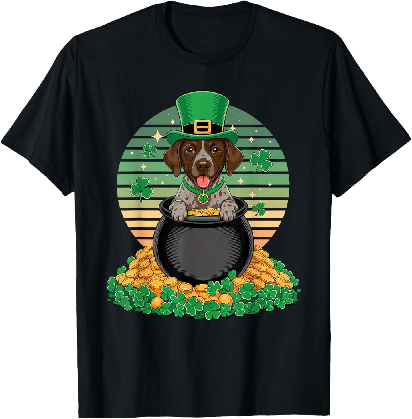 German Shorthaired Pointer St Patricks Day Leprechaun GSP T-Shirt - T-Shirt | Black