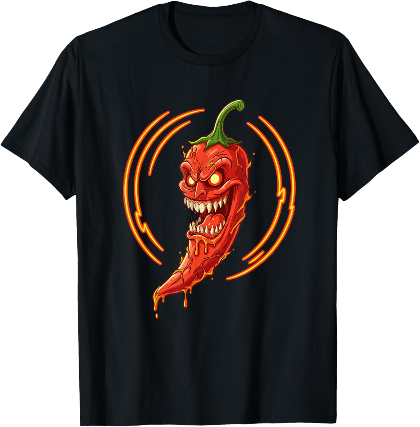 Fiery Evil Chili Pepper Mascot Spicy Heat T-Shirt - T-Shirt | Black
