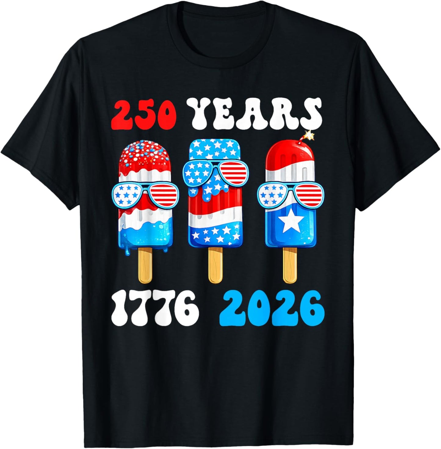 250 Years American 1776 2026 250th USA 4th of July Boy Kids T-Shirt - T-Shirt | Black