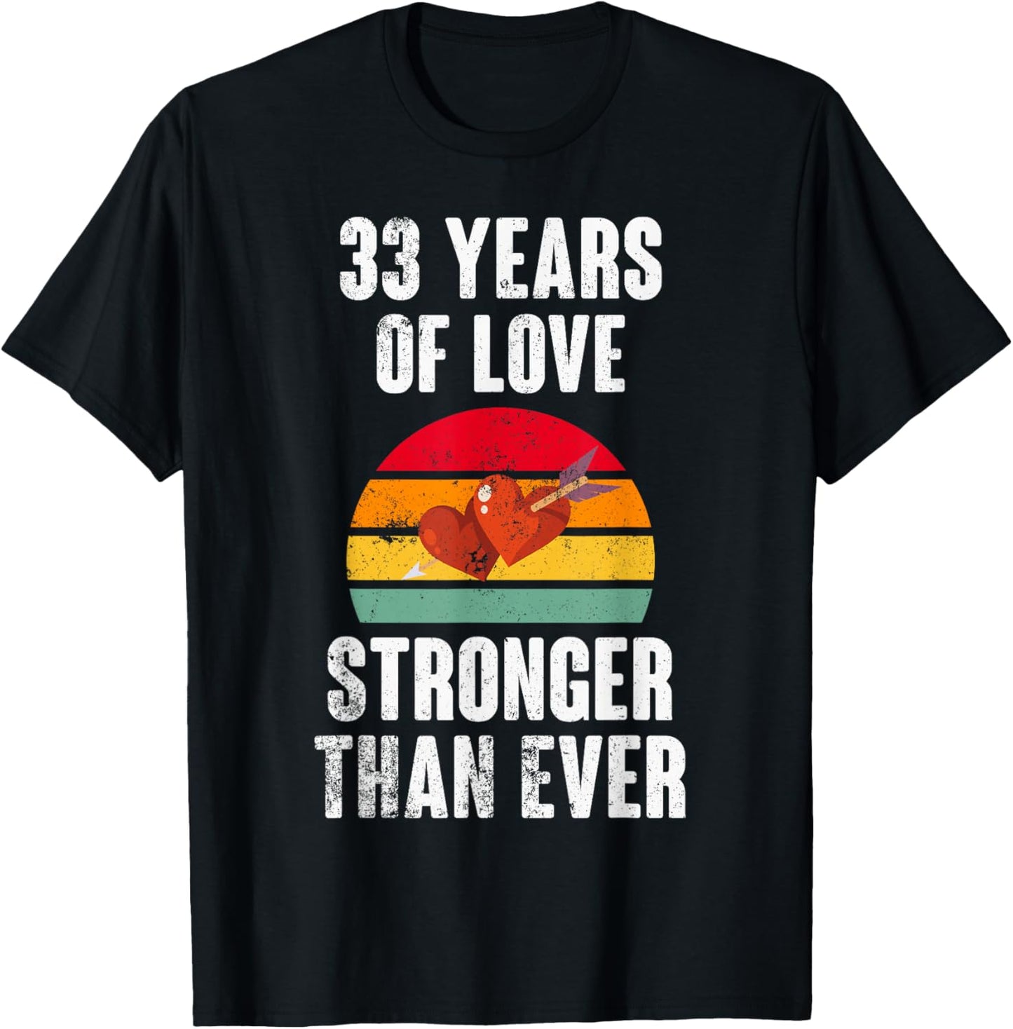 Vintage Sunset 33 Years Together 33rd Wedding Anniversary T-Shirt - T-Shirt | Black