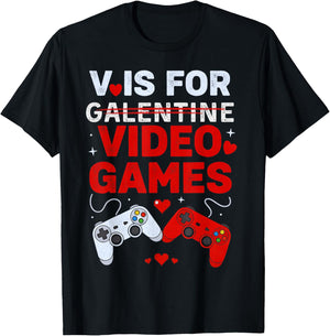 Valentines Day Boys Galentine Day Boy Video Games Kids Girls T-Shirt - T-Shirt | Black