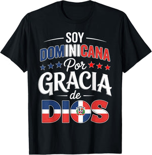 Soy Dominicana Gracia De Dios Republica Dominicana Flag T-Shirt - T-Shirt | Black