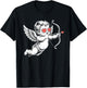 Valentines Day Cupid Angel with Heart Sunglasses T-Shirt - T-Shirt | Black