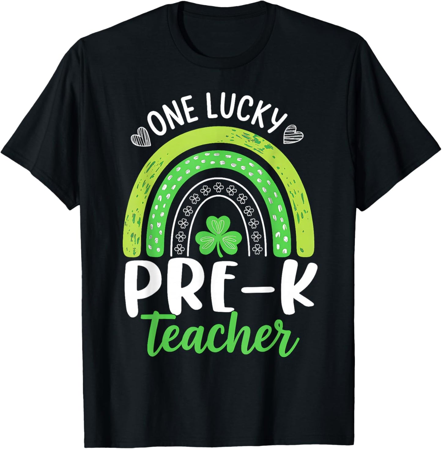 One Lucky Pre-K Teacher St Patricks Day Funny Rainbow Kids T-Shirt - T-Shirt | Black