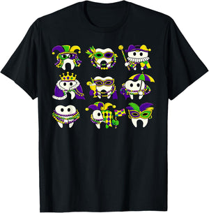 Dental Hygienist Mardi Gras Tooth New Orleans Dentist Squad T-Shirt - T-Shirt | Black