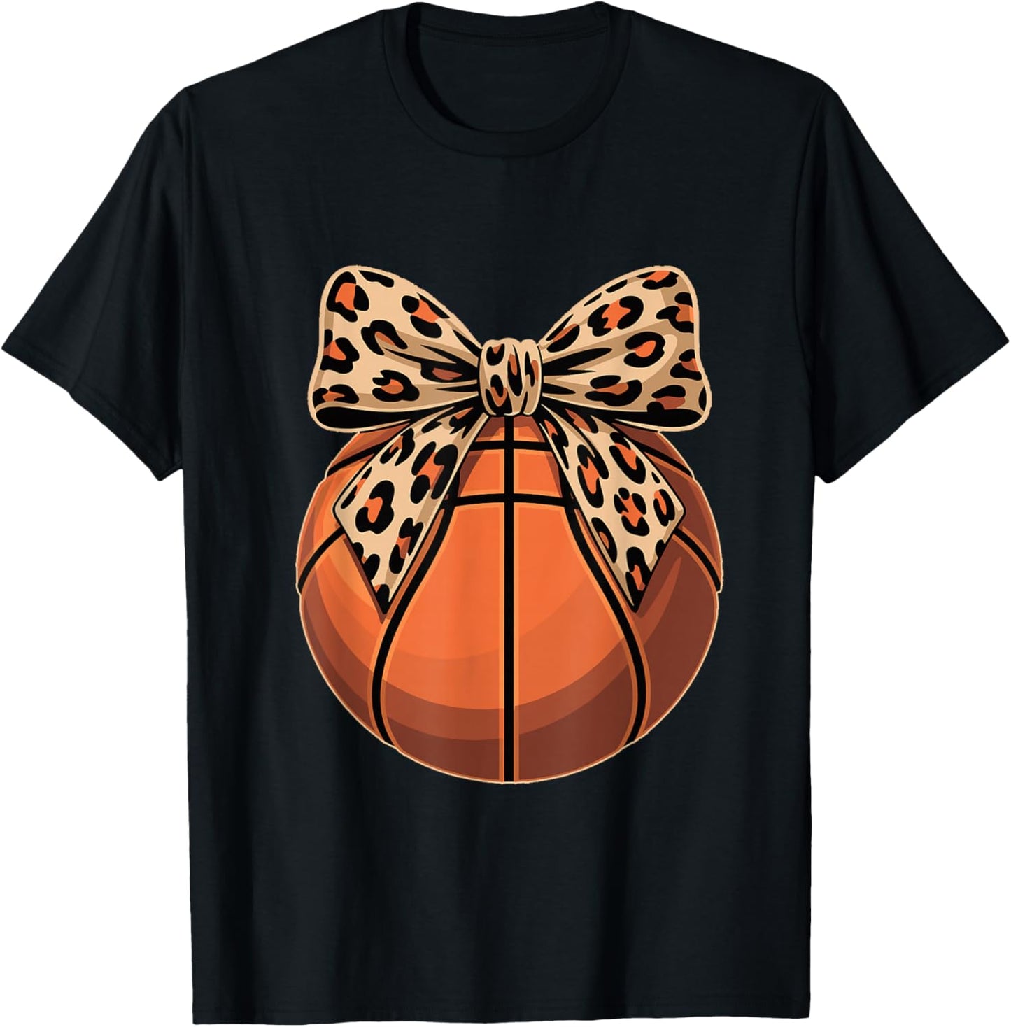Basketball Coquette Bow Cute Basketball Lover T-Shirt - T-Shirt | Black